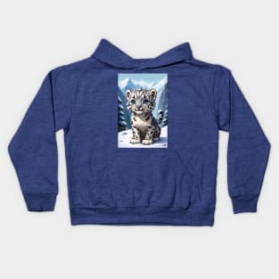 Snow Leopard Cub Kids Hoodie